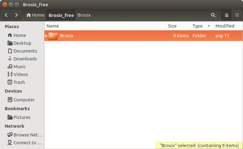 Opened Brosix archive. Drag Brosix folder to a destination of your choice.